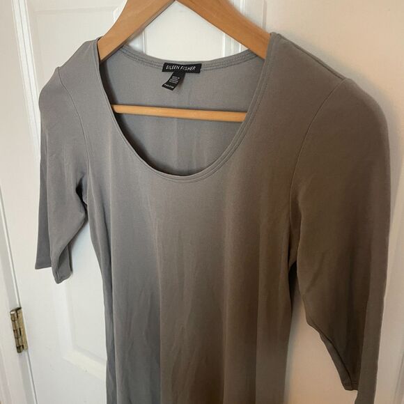 Eileen Fisher 100% Silk Half Sleeve Slip Dress XXS Minimalist Capsule Natural - Picture 4 of 9